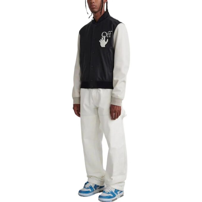 Chaqueta Off-White para hombre, colección Otoño-Invierno 2022, con estampado de letras y mangas largas, color negro