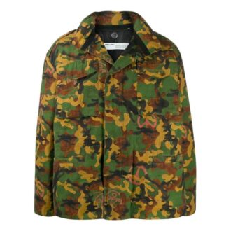 Chaqueta Off-White para hombre, colección Otoño-Invierno 2022, con estampado militar clásico de camuflaje, color verde Chaqueta Off-White para hombre, colección Otoño-Invierno 2022, con estampado militar clásico de camuflaje, color verde
