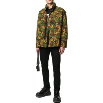 Chaqueta Off-White para hombre, colección Otoño-Invierno 2022, con estampado militar clásico de camuflaje, color verde Chaqueta Off-White para hombre, colección Otoño-Invierno 2022, con estampado militar clásico de camuflaje, color verde