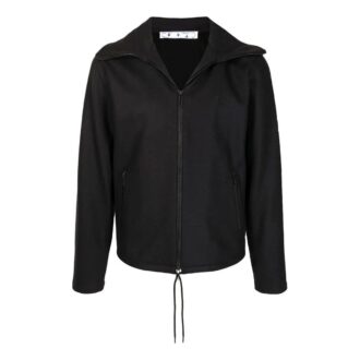 Chaqueta Off-White para hombre, colección primavera-verano 2022, color liso con logotipo bordado en la solapa, color negro Chaqueta Off-White para hombre, colección primavera-verano 2022, color liso con logotipo bordado en la solapa, color negro