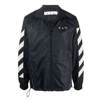 Chaqueta Off-White para hombre con rayas diagonales, corte holgado, color negro Chaqueta Off-White para hombre con rayas diagonales, corte holgado, color negro