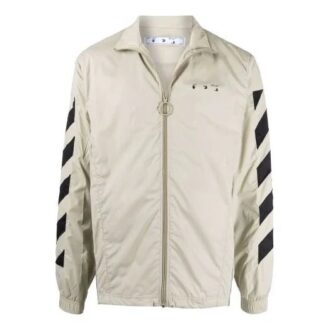 Chaqueta Off-White para hombre de la temporada primavera-verano 2021 con estampado de rayas diagonales, color beige Chaqueta Off-White para hombre de la temporada primavera-verano 2021 con estampado de rayas diagonales, color beige