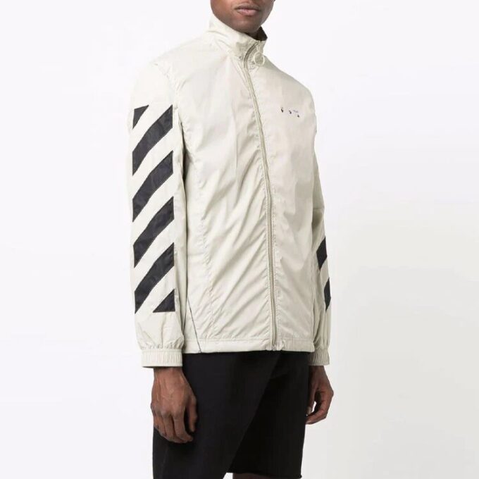 Chaqueta Off-White para hombre de la temporada primavera-verano 2021 con estampado de rayas diagonales, color beige