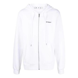 Chaqueta Off-White para hombre de la temporada primavera-verano 2022, de color liso con estampado del logotipo, cremallera y capucha, versión de manga larga, color blanco