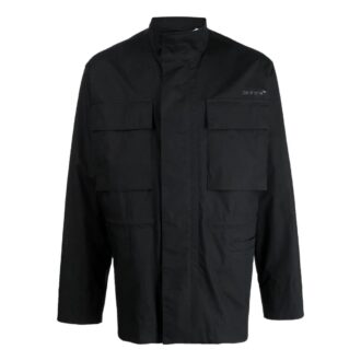 Chaqueta Off-White para hombre FW22 de color liso con bolsillo, cremallera trasera y estampado, en negro Chaqueta Off-White para hombre FW22 de color liso con bolsillo, cremallera trasera y estampado, en negro