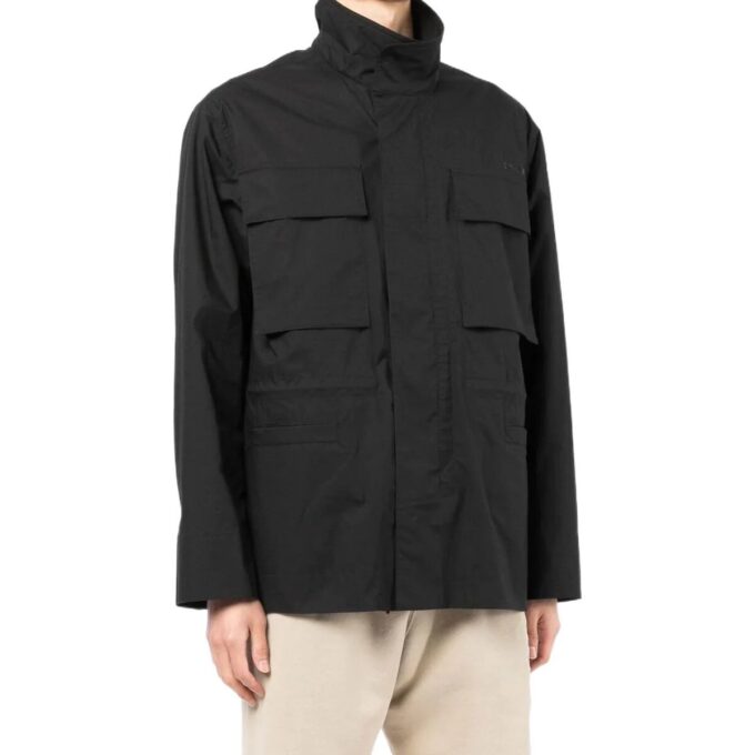 Chaqueta Off-White para hombre FW22 de color liso con bolsillo, cremallera trasera y estampado, en negro
