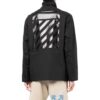 Chaqueta Off-White para hombre FW22 de color liso con bolsillo, cremallera trasera y estampado, en negro