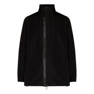 Chaqueta Off-White para hombre FW22 de color liso con logo, cremallera y cuello alto, color negro Chaqueta Off-White para hombre FW22 de color liso con logo, cremallera y cuello alto, color negro