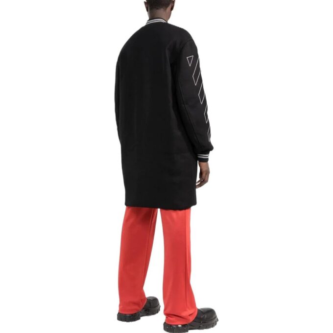 Chaqueta Off-White para hombre FW22, versión aviador, de largo medio, con rayas, color negro