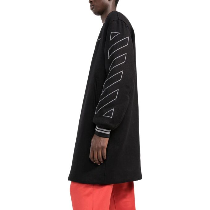Chaqueta Off-White para hombre FW22, versión aviador, de largo medio, con rayas, color negro