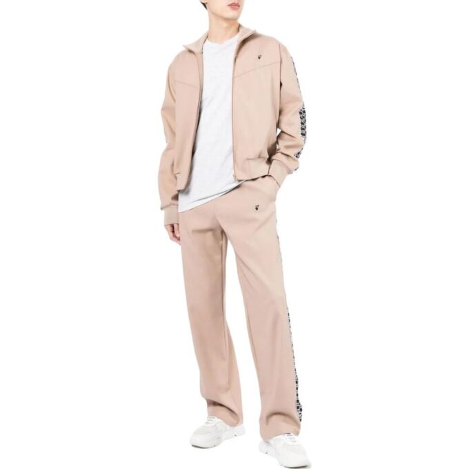 Chaqueta Off-White para hombre, temporada primavera-verano 2022, con rayas, cuello alto, cremallera y mangas largas, color caqui