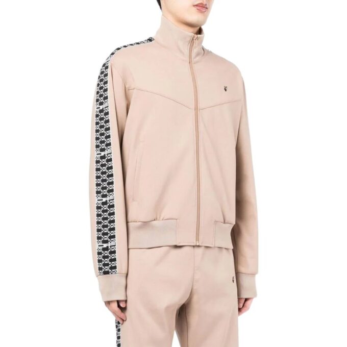 Chaqueta Off-White para hombre, temporada primavera-verano 2022, con rayas, cuello alto, cremallera y mangas largas, color caqui