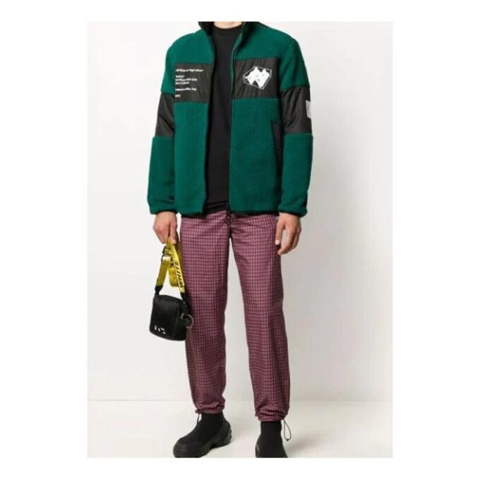 Chaqueta polar con estampado Off-White para hombre, verde