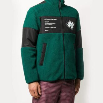 Chaqueta polar con estampado Off-White para hombre, verde Chaqueta polar con estampado Off-White para hombre, verde