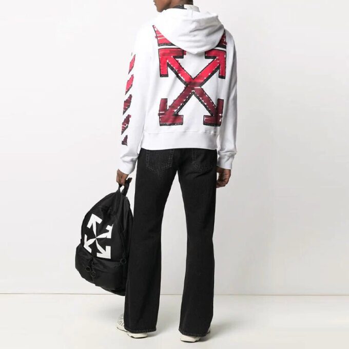 Chaqueta SS21 con estampado de rayas y Arrows, corte holgado, color blanco