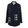 Chaqueta tipo camisa con detalle de cuadros, negra
