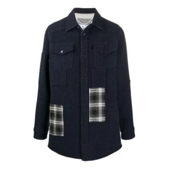 Chaqueta tipo camisa con detalle de cuadros, negra
