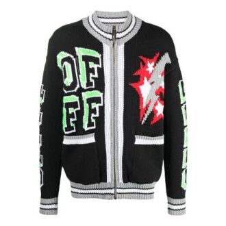 Chaqueta tipo cárdigan con cremallera y estampado SS21, negro