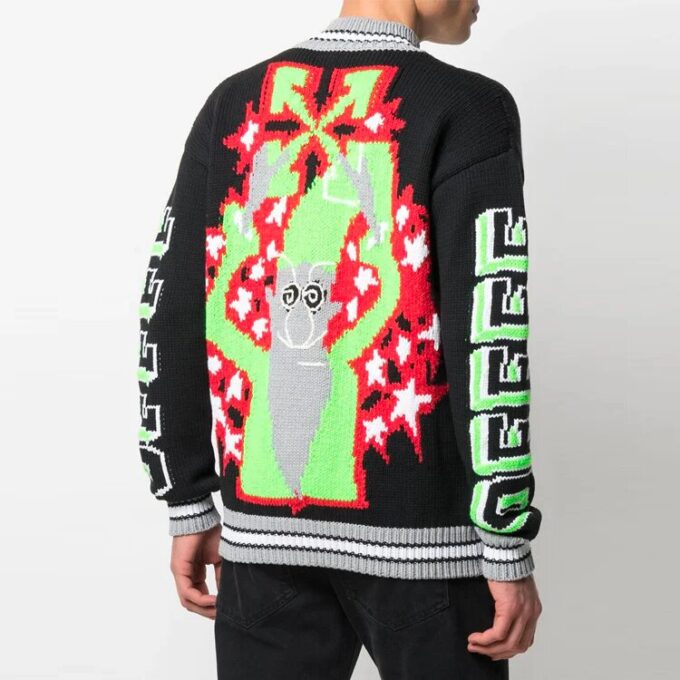 Chaqueta tipo cárdigan con cremallera y estampado SS21, negro