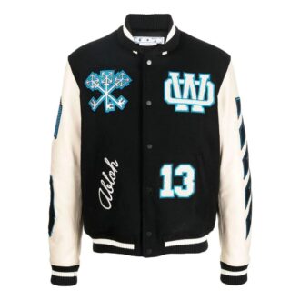 Chaqueta universitaria con parche con el logotipo «Negra»