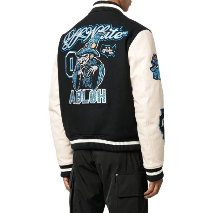 Chaqueta universitaria con parche con el logotipo «Negra»