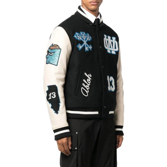 Chaqueta universitaria con parche con el logotipo «Negra»
