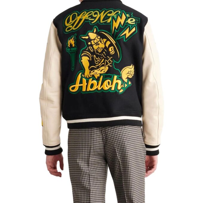 Chaqueta universitaria con parche de logotipo «Negro»