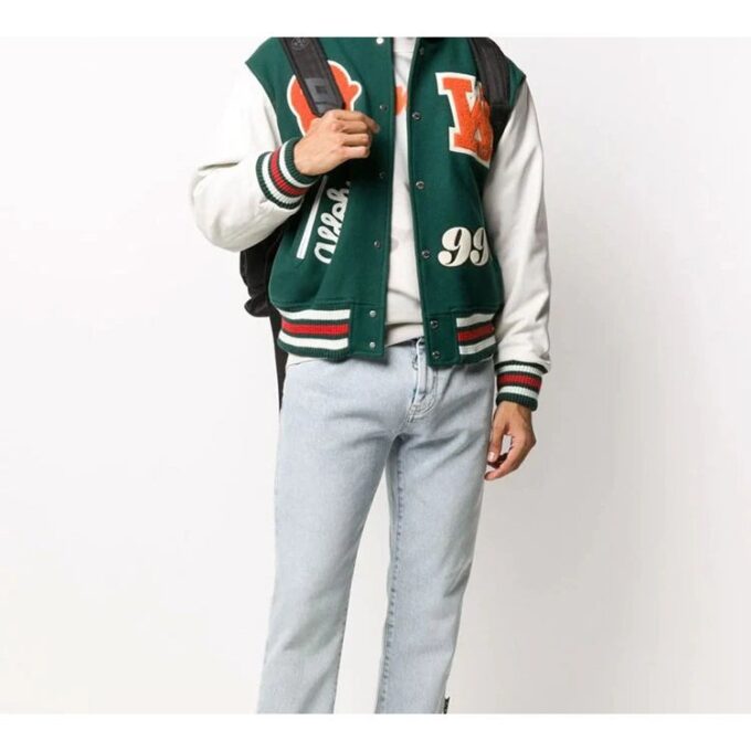 Chaqueta universitaria con parches de logotipo Fw20