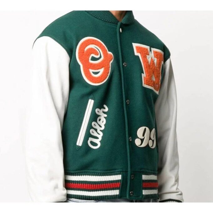 Chaqueta universitaria con parches de logotipo Fw20