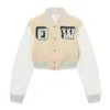 Chaqueta universitaria corta con grafitis