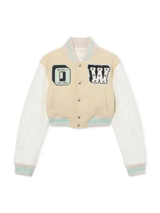 Chaqueta universitaria corta con grafitis