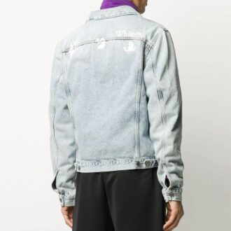 Chaqueta vaquera con logo decolorado para hombre, azul claro