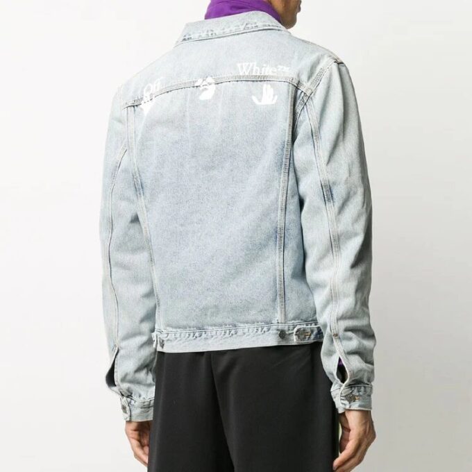 Chaqueta vaquera con logo decolorado para hombre, azul claro