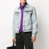 Chaqueta vaquera con logo decolorado para hombre, azul claro