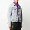 Chaqueta vaquera con logo decolorado para hombre, azul claro