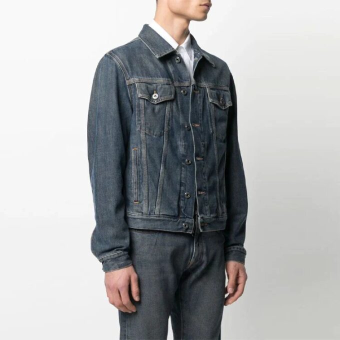 Chaqueta vaquera holgada con estampado de logotipo de la colección SS21, azul Denim