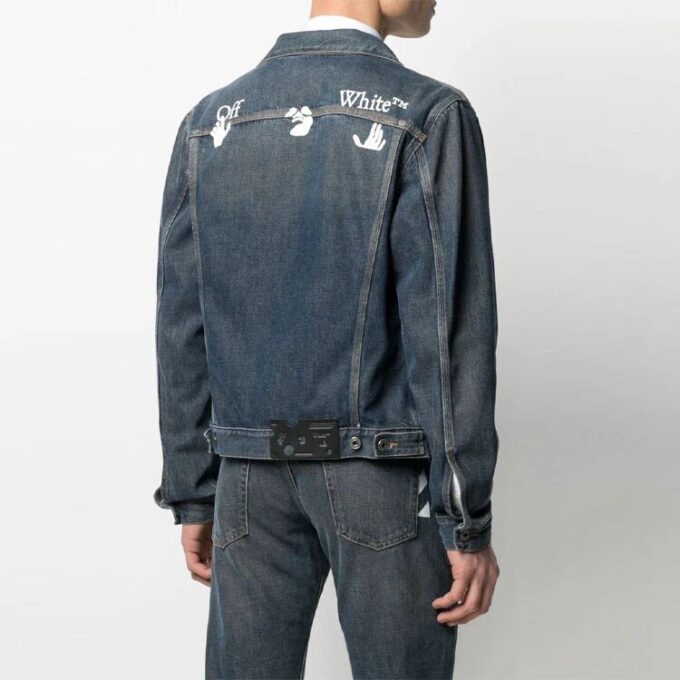 Chaqueta vaquera holgada con estampado de logotipo de la colección SS21, azul Denim