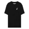 Cómoda camiseta holgada de cuello redondo y pantalones cortos, unisex, negra