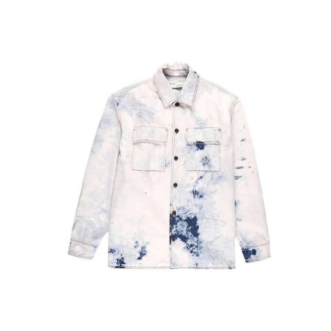 Color Reproducción del color Tinta Solapa Chaqueta Denim holgada para hombre Blanca