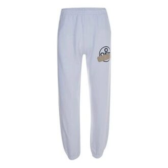 Correa de goma con estampado Micro Mark Pantalones deportivos casuales de estilo athleisure Versión estándar Blanco