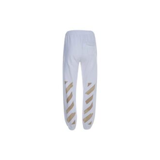 Correa de goma con estampado Micro Mark Pantalones deportivos casuales de estilo athleisure Versión estándar Blanco