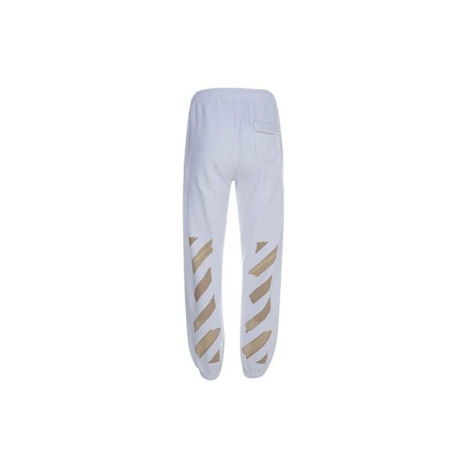 Correa de goma con estampado Micro Mark Pantalones deportivos casuales de estilo athleisure Versión estándar Blanco