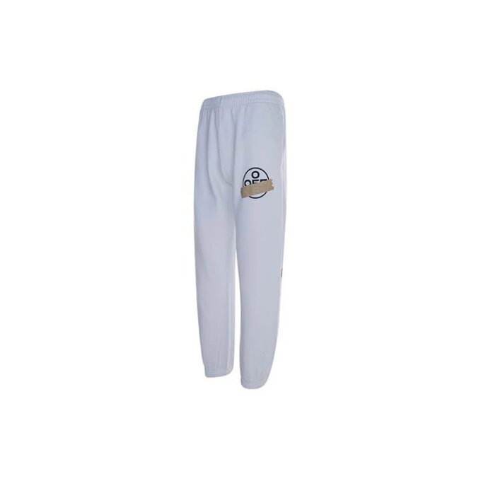Correa de goma con estampado Micro Mark Pantalones deportivos casuales de estilo athleisure Versión estándar Blanco