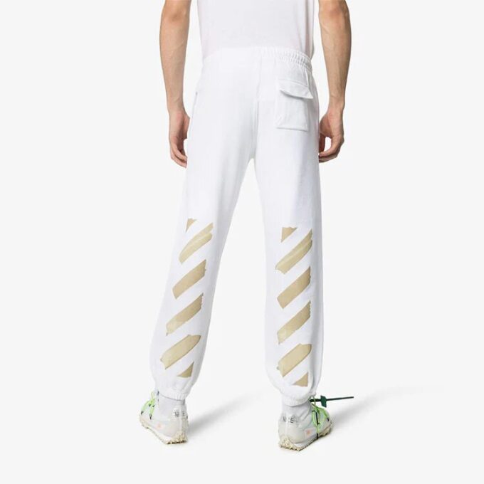 Correa de goma con estampado Micro Mark Pantalones deportivos casuales de estilo athleisure Versión estándar Blanco
