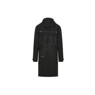 Cortavientos con capucha y estampado de flechas, negro