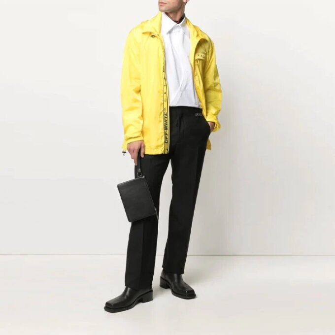 Cortavientos con cremallera y estampado de letras del logotipo SS21, versión estándar, amarillo