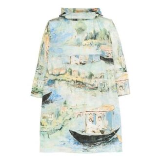 Cortavientos verde de nylon con capucha, corte holgado y estampado de pintura para hombre de Off-White