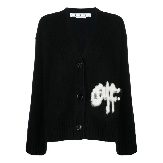 Cárdigan con intarsia del logotipo de Off-White «Black White»