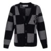 Cárdigan de manga larga con cuello en V y estampado de cuadros, colección Otoño-Invierno 2021, versión básica, color negro