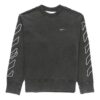Cuello redondo holgado con logotipo bordado a rayas, negro